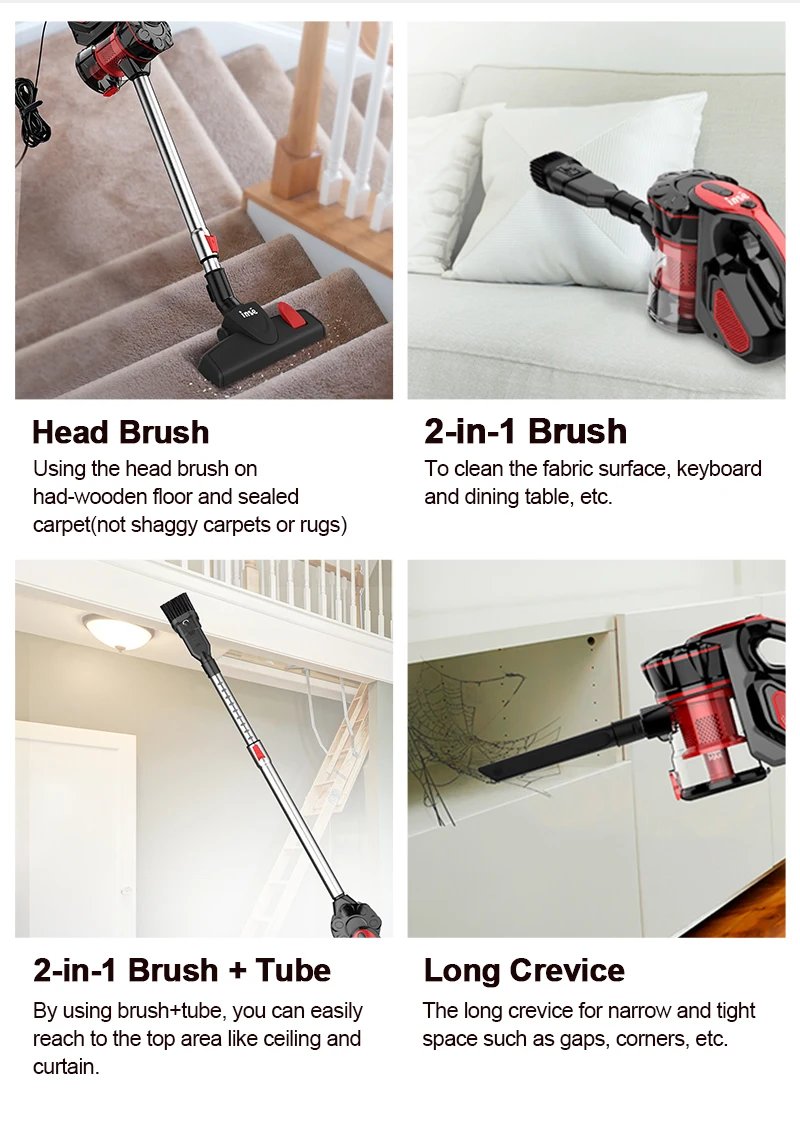 Wired Vacuum Cleaner INSE I5 Handheld Stick Vacuum with18Kpa 600W Powerful Suction Bagless Aspirador for Household Cleaning Wired Vacuum Cleaner INSE I5 Handheld Stick Vacuum with18Kpa 600W Powerful Suction Bagless Aspirador for Household Cleaning