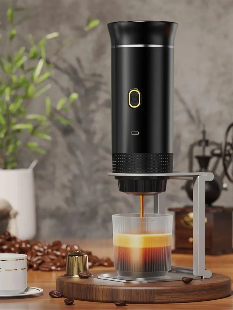 Cafetera Espresso port&aacute;til el&eacute;ctrica inal&aacute;mbrica para coche y hogar, cafetera para acampar, cafetera de viaje en polvo con c&aacute;psula 3 en 1