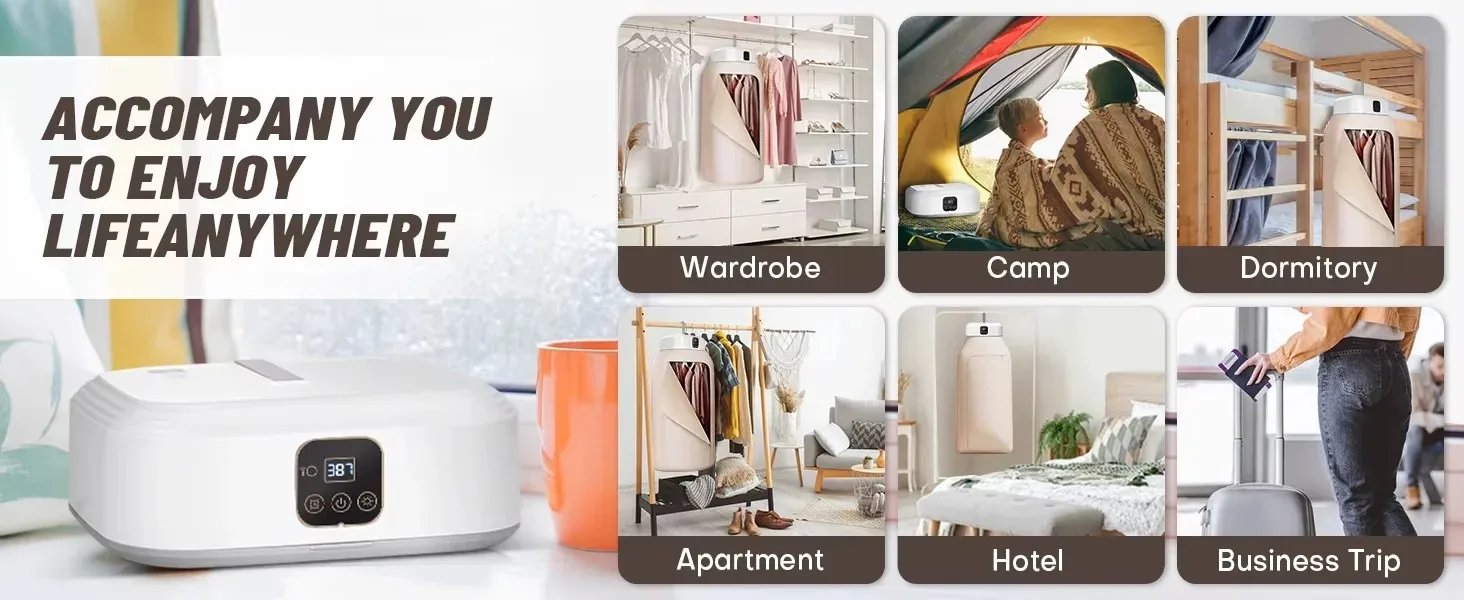 Secadora multifuncional secadora de ropa el&eacute;ctrica secadora de ropa plegable compacta port&aacute;til con bolsa secadora y ajuste de tiempo