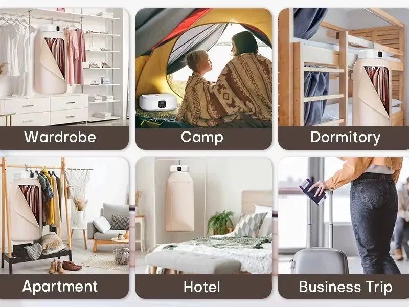 Secadora multifuncional secadora de ropa el&eacute;ctrica secadora de ropa plegable compacta port&aacute;til con bolsa secadora y ajuste de tiempo