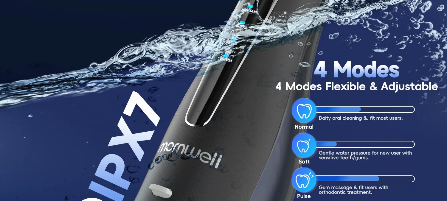 Irrigador bucal F18 inal&aacute;mbrico port&aacute;til, 3 modos de limpieza, limpiador Dental recargable a prueba de agua, 4 boquillas, limpieza de enc&iacute;as