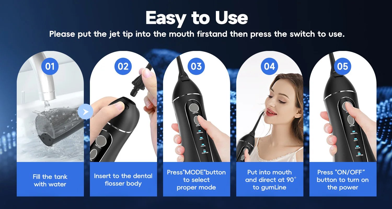 Irrigador bucal F18 inal&aacute;mbrico port&aacute;til, 3 modos de limpieza, limpiador Dental recargable a prueba de agua, 4 boquillas, limpieza de enc&iacute;as