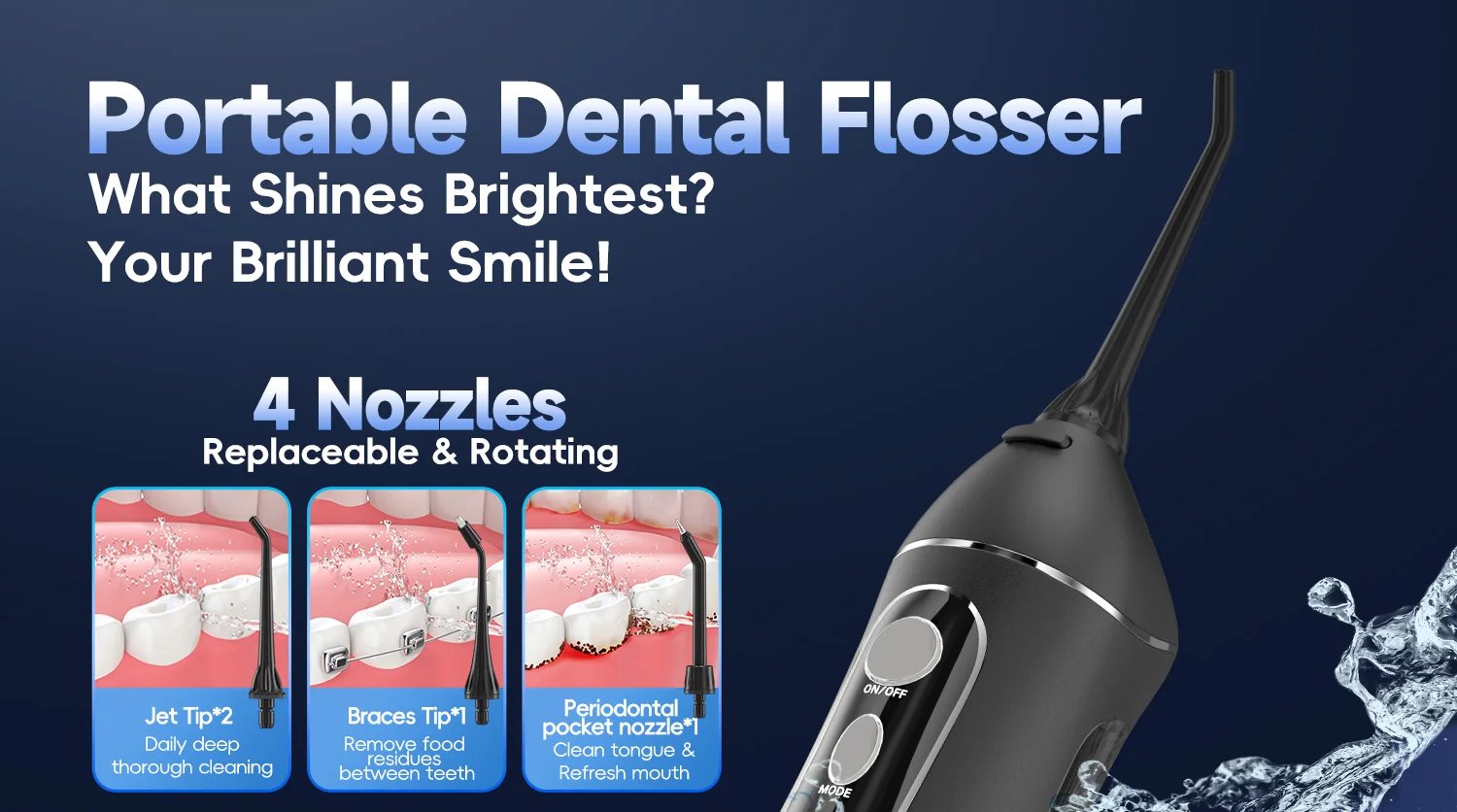Irrigador bucal F18 inal&aacute;mbrico port&aacute;til, 3 modos de limpieza, limpiador Dental recargable a prueba de agua, 4 boquillas, limpieza de enc&iacute;as