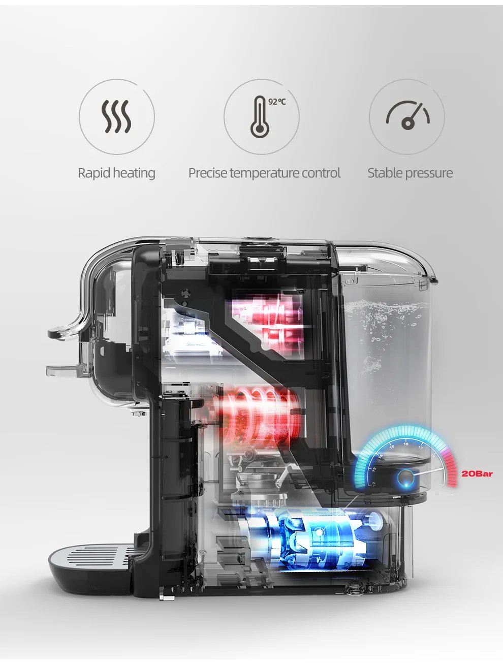 M&aacute;quina de caf&eacute; de c&aacute;psulas m&uacute;ltiples HiBREW, leche Dolce Gusto caliente/fr&iacute;a Nespresso c&aacute;psula ESE c&aacute;psula caf&eacute; molido cafeter&iacute;a 20Bar 5 en 1