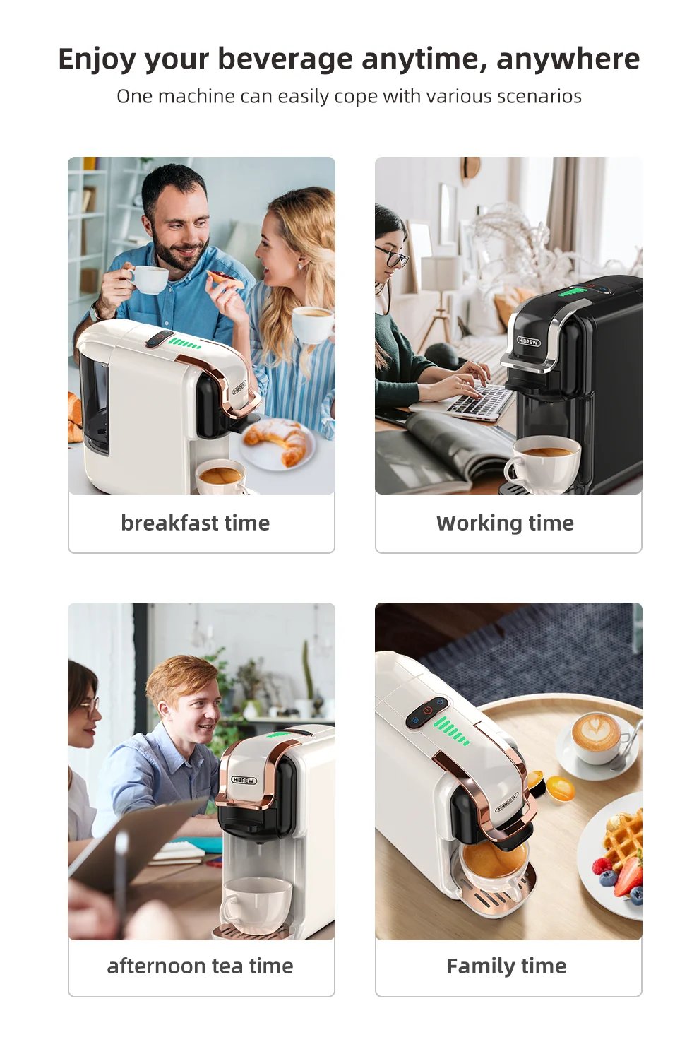 M&aacute;quina de caf&eacute; de c&aacute;psulas m&uacute;ltiples HiBREW, leche Dolce Gusto caliente/fr&iacute;a Nespresso c&aacute;psula ESE c&aacute;psula caf&eacute; molido cafeter&iacute;a 20Bar 5 en 1