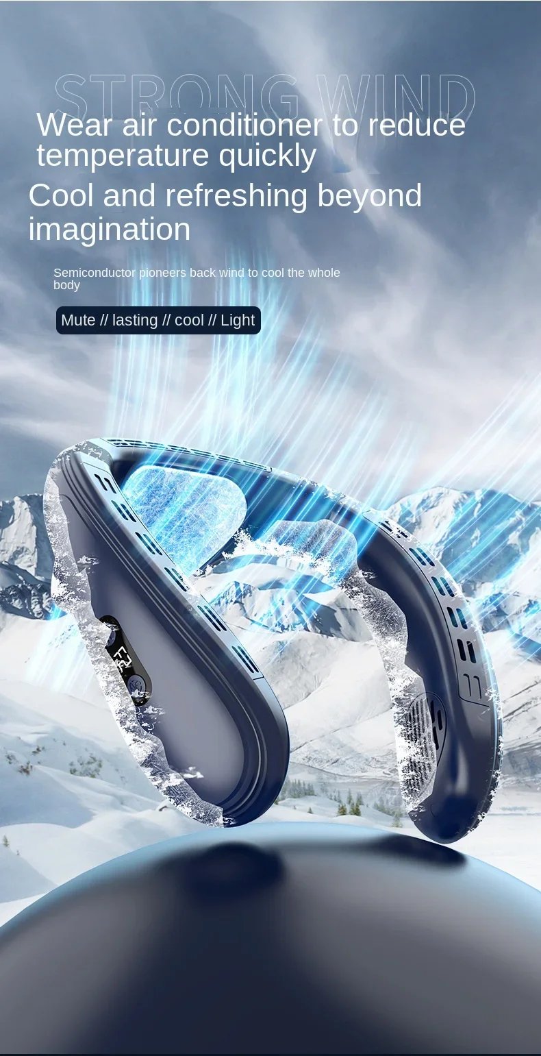 Nuevo aire acondicionado de cuello, ventilador de cuello portátil, refrigeración Semiconductor recargable, ventilador sin aspas, ventilador Personal para exteriores, refrigerador portátil Nuevo aire acondicionado de cuello, ventilador de cuello portátil, refrigeración Semiconductor recargable, ventilador sin aspas, ventilador Personal para exteriores, refrigerador portátil
