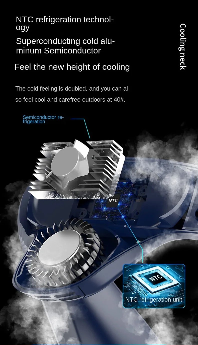 Nuevo aire acondicionado de cuello, ventilador de cuello portátil, refrigeración Semiconductor recargable, ventilador sin aspas, ventilador Personal para exteriores, refrigerador portátil Nuevo aire acondicionado de cuello, ventilador de cuello portátil, refrigeración Semiconductor recargable, ventilador sin aspas, ventilador Personal para exteriores, refrigerador portátil