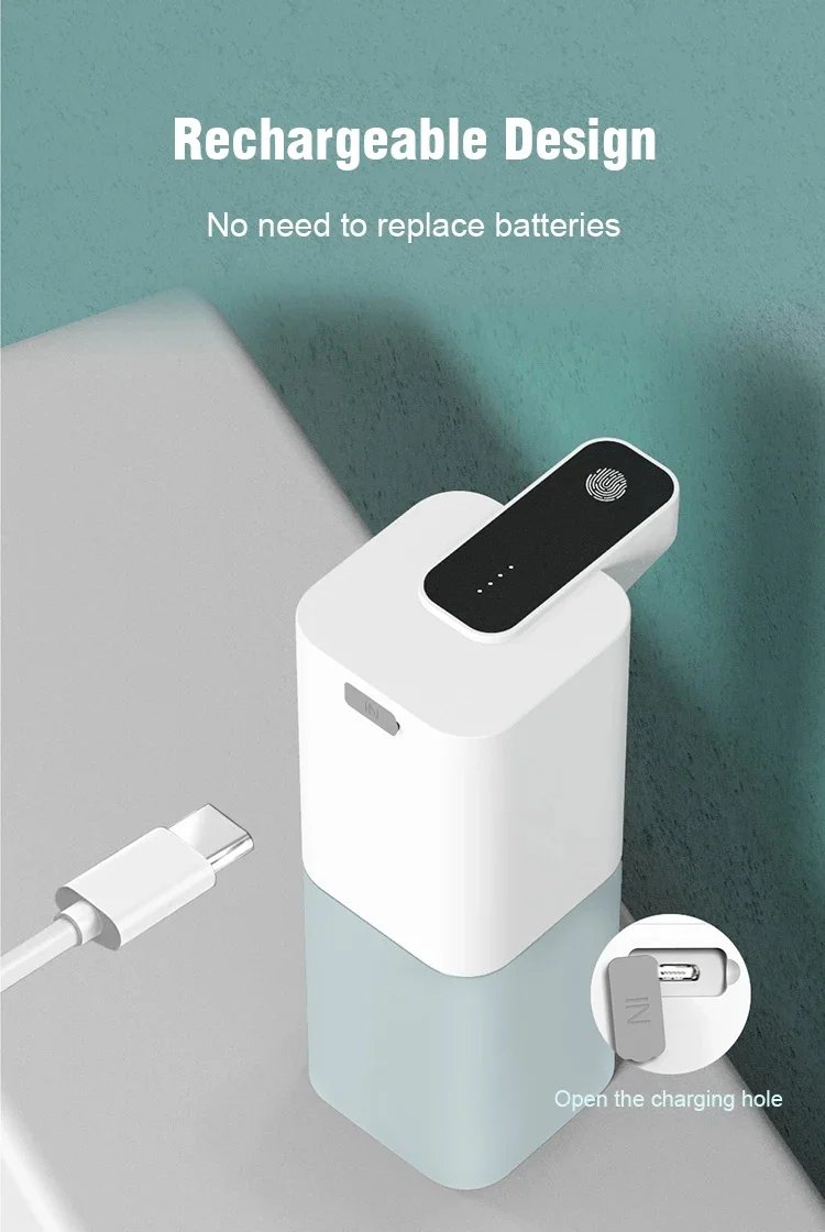 Dispensador automático de jabón líquido, Sensor infrarrojo sin contacto, manos libres, máquina de espuma inteligente, carga USB Dispensador automático de jabón líquido, Sensor infrarrojo sin contacto, manos libres, máquina de espuma inteligente, carga USB