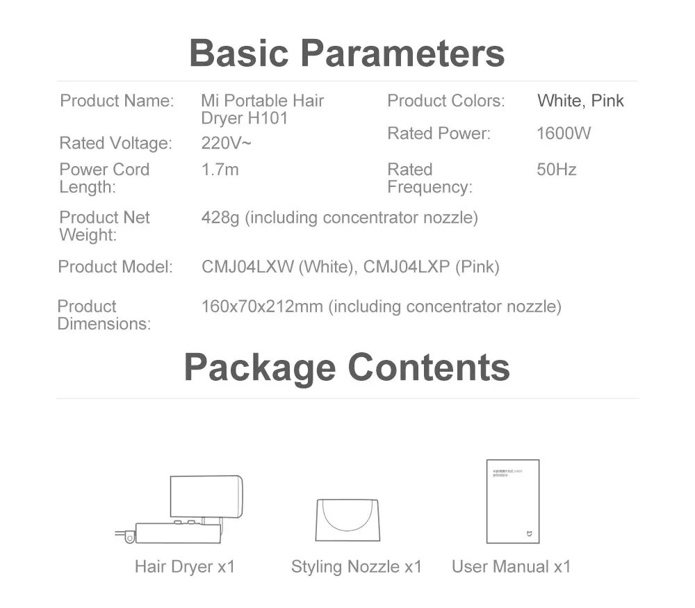 XIAOMI MIJIA-secador de pelo portátil de anión H101, secado rápido, profesional, plegable, 1600W, 50 millones de Lons negativos, cuidado del cabello para viajes en casa XIAOMI MIJIA-secador de pelo portátil de anión H101, secado rápido, profesional, plegable, 1600W, 50 millones de Lons negativos, cuidado del cabello para viajes en casa
