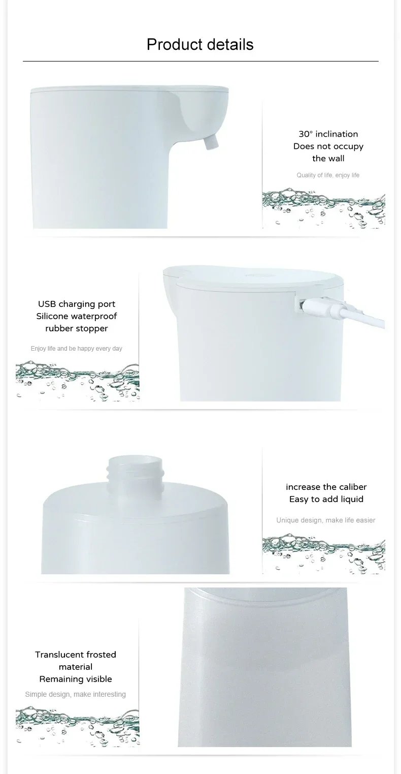 Dispensador autom&aacute;tico de jab&oacute;n con Sensor inteligente, m&aacute;quina desinfectante de manos, sin contacto, carga USB, 350ml