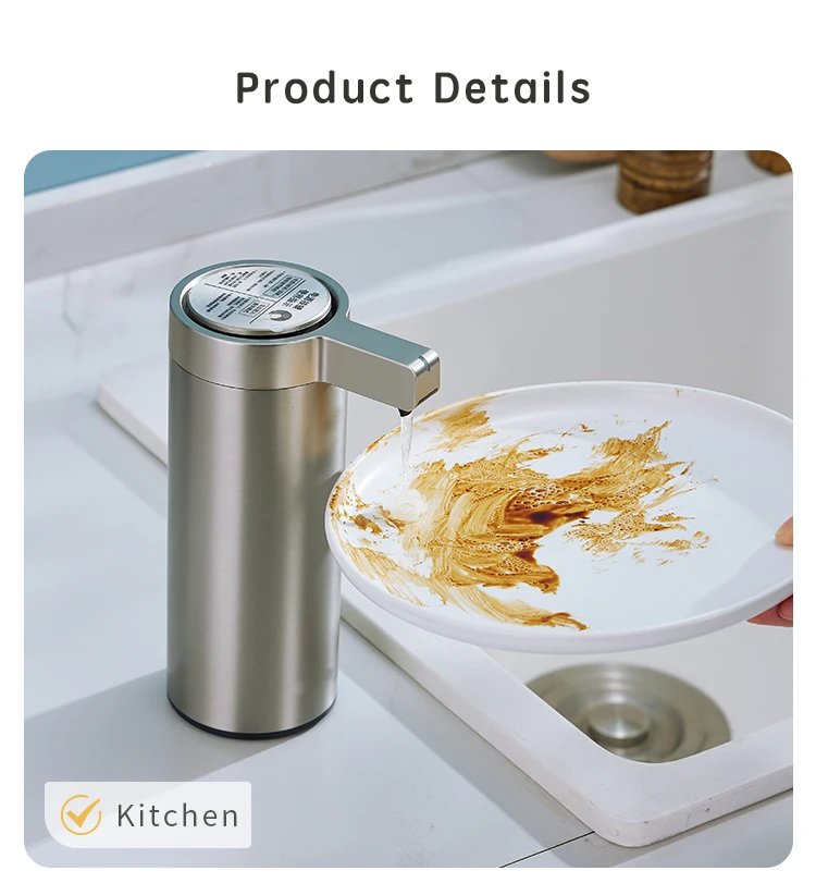Máquina de jabón de cocina con Sensor automático, desinfectante fuera de las manos, dispensador de jabón eléctrico inteligente para baño, acero inoxidable 304 Máquina de jabón de cocina con Sensor automático, desinfectante fuera de las manos, dispensador de jabón eléctrico inteligente para baño, acero inoxidable 304