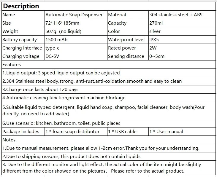 Máquina de jabón de cocina con Sensor automático, desinfectante fuera de las manos, dispensador de jabón eléctrico inteligente para baño, acero inoxidable 304 Máquina de jabón de cocina con Sensor automático, desinfectante fuera de las manos, dispensador de jabón eléctrico inteligente para baño, acero inoxidable 304