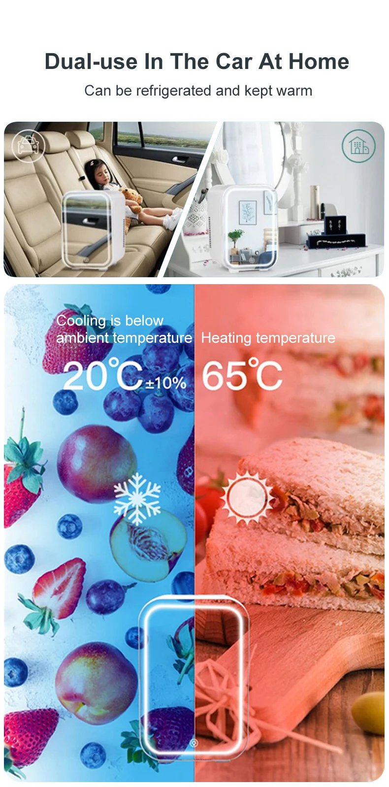 Mini refrigerador de maquillaje de 4L con espejo de luz LED, refrigerador portátil de almacenamiento de cosméticos, refrigerador fresco para el hogar y el coche de doble uso Mini refrigerador de maquillaje de 4L con espejo de luz LED, refrigerador portátil de almacenamiento de cosméticos, refrigerador fresco para el hogar y el coche de doble uso