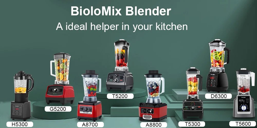 BioloMix-batidora con temporizador de alta resistencia, 3HP, 2200W, exprimidor, procesador de alimentos y frutas, batidos de hielo, sin BPA, tarro de 2L