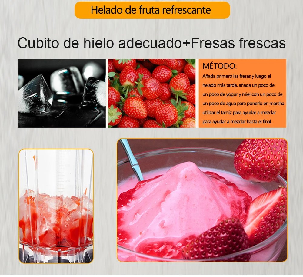 BioloMix-batidora con temporizador de alta resistencia, 3HP, 2200W, exprimidor, procesador de alimentos y frutas, batidos de hielo, sin BPA, tarro de 2L