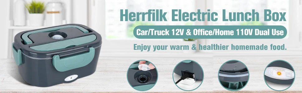 Fiambrera eléctrica de 1,5 L y 60W, calentador de alimentos portátil para coche o hogar, a prueba de fugas, calentador de almuerzo en microondas para camiones Fiambrera eléctrica de 1,5 L y 60W, calentador de alimentos portátil para coche o hogar, a prueba de fugas, calentador de almuerzo en microondas para camiones