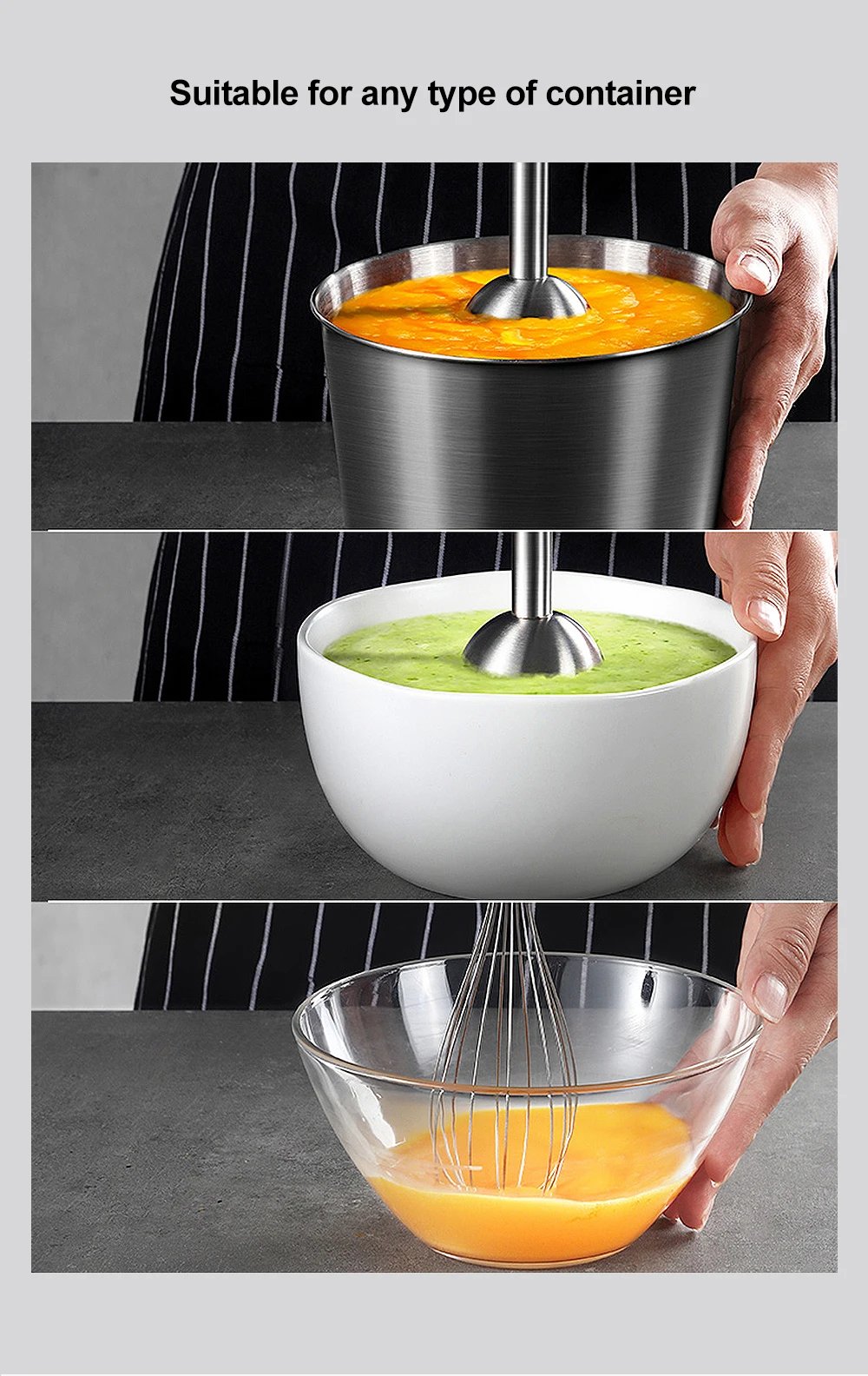 BioloMix-batidora de mano de inmersi&oacute;n 4 en 1, alta potencia, 1200W, incluye picadora y taza para batidos, cuchillas de hielo de acero inoxidable