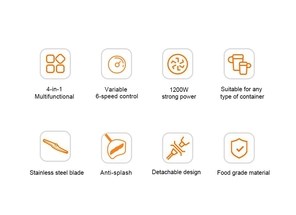 BioloMix-batidora de mano de inmersi&oacute;n 4 en 1, alta potencia, 1200W, incluye picadora y taza para batidos, cuchillas de hielo de acero inoxidable