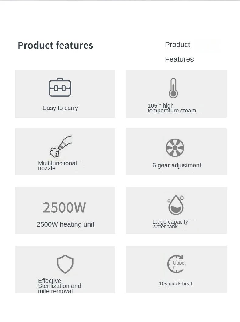 Limpiador a vapor de 2500W, lavadora a chorro de alta temperatura, Campana Extractora para cocina, aire acondicionado, m&aacute;quina de limpieza de coche, electrodom&eacute;sticos