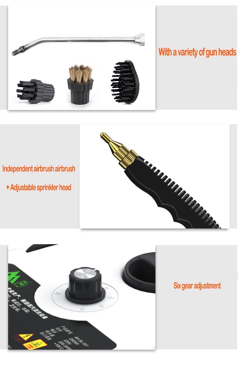 Limpiador a vapor de 2500W, lavadora a chorro de alta temperatura, Campana Extractora para cocina, aire acondicionado, m&aacute;quina de limpieza de coche, electrodom&eacute;sticos