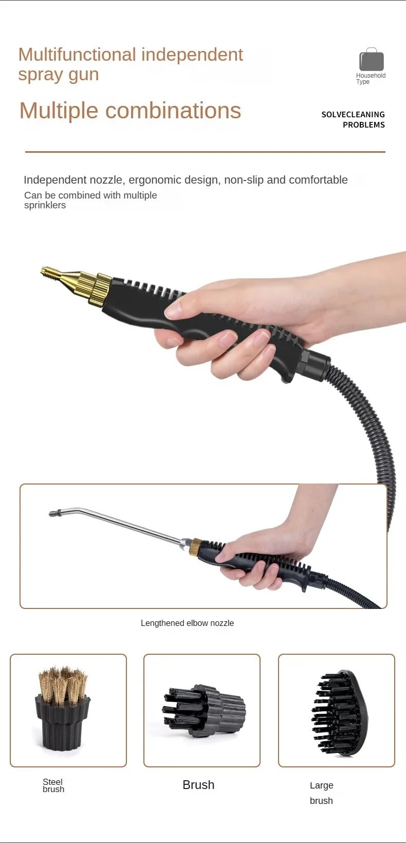 2025 NUEVO Limpiador de vapor Desinfecci&oacute;n de alta temperatura Aire acondicionado Campana extractora de cocina Limpiador de vapor para el hogar/coche 220V