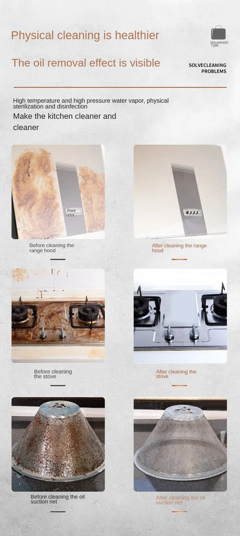 2025 NUEVO Limpiador de vapor Desinfecci&oacute;n de alta temperatura Aire acondicionado Campana extractora de cocina Limpiador de vapor para el hogar/coche 220V