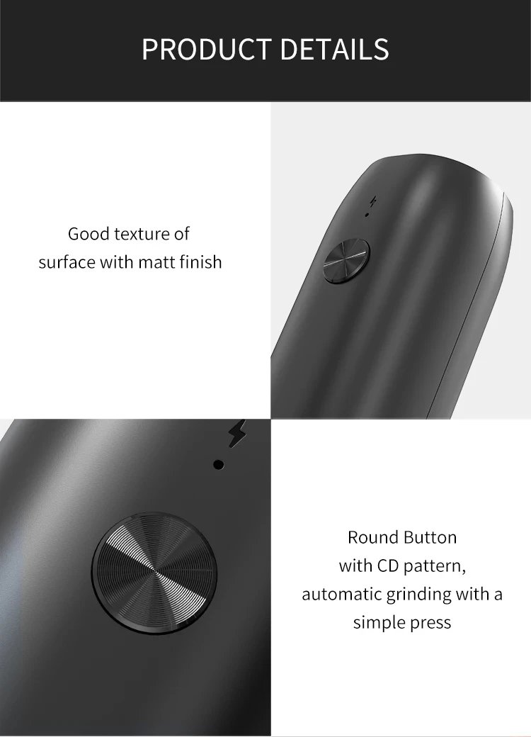 Juego de molinillo de pimienta y sal recargable, Base de carga USB, especias eléctricas automáticas ajustables, LED, molino de una mano, herramientas de cocina - Al Juego de molinillo de pimienta y sal recargable, Base de carga USB, especias eléctricas automáticas ajustables, LED, molino de una mano, herramientas de cocina - Al