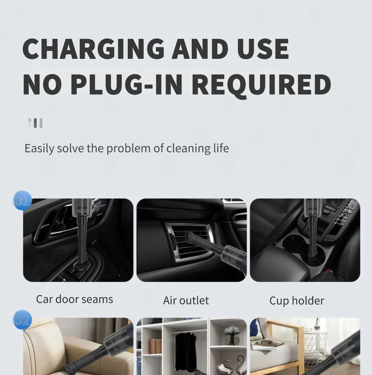 CENRR 98000PA potente Mini aspiradora de coche inal&aacute;mbrico limpiador de coche port&aacute;til de mano pistola de aire