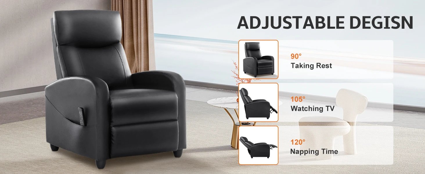 JHK Silla reclinable Sof&aacute; de masaje Tela Teatro Soporte lumbar Respaldo de asiento acolchado moderno ajustable Sala de estar Hogar Gris