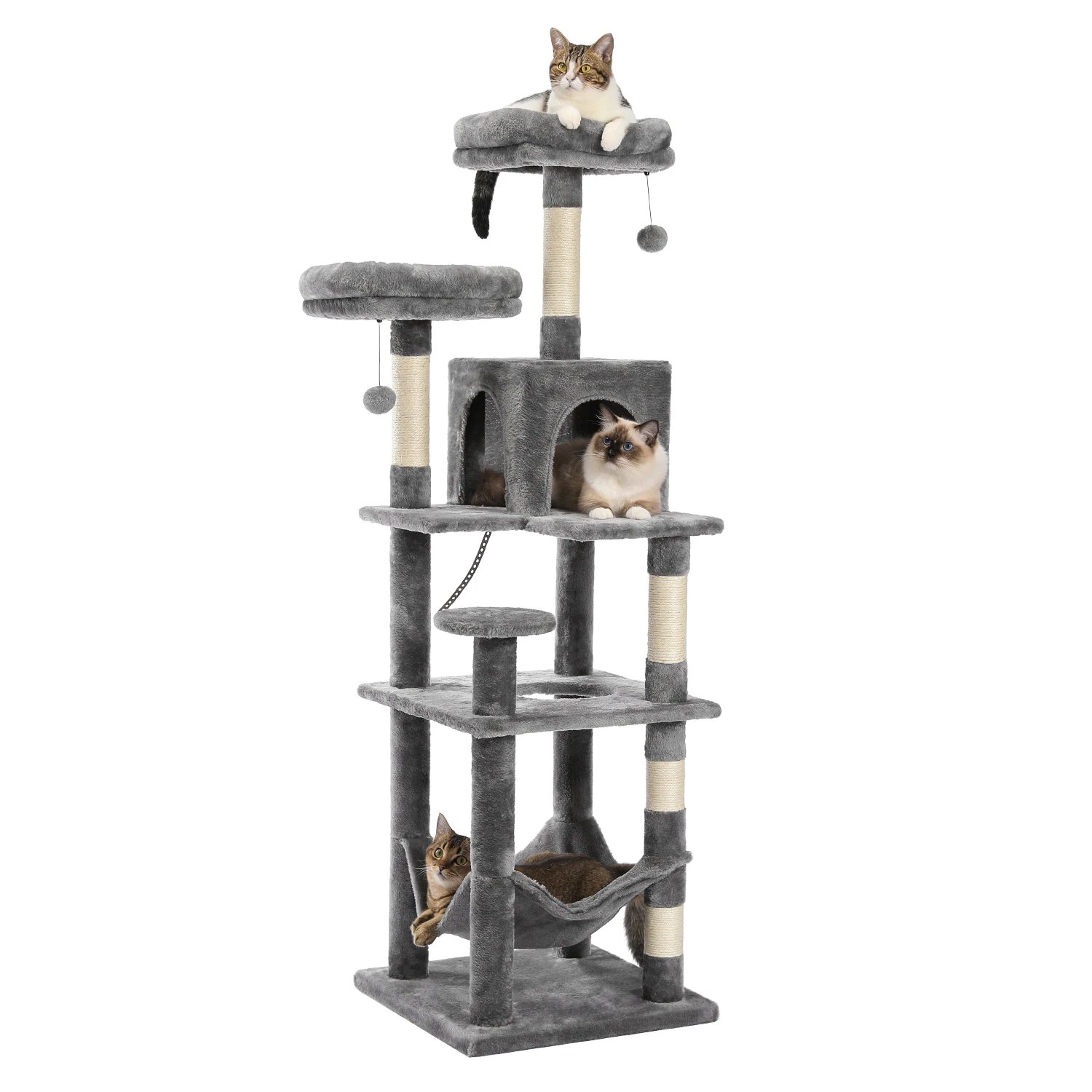 Árbol grande para gatos, torre alta para gatos de interior, Condo de gato de peluche de varios niveles con postes para rascar, tablas para rascar, perchas, cuádruplas Árbol grande para gatos, torre alta para gatos de interior, Condo de gato de peluche de varios niveles con postes para rascar, tablas para rascar, perchas, cuádruplas