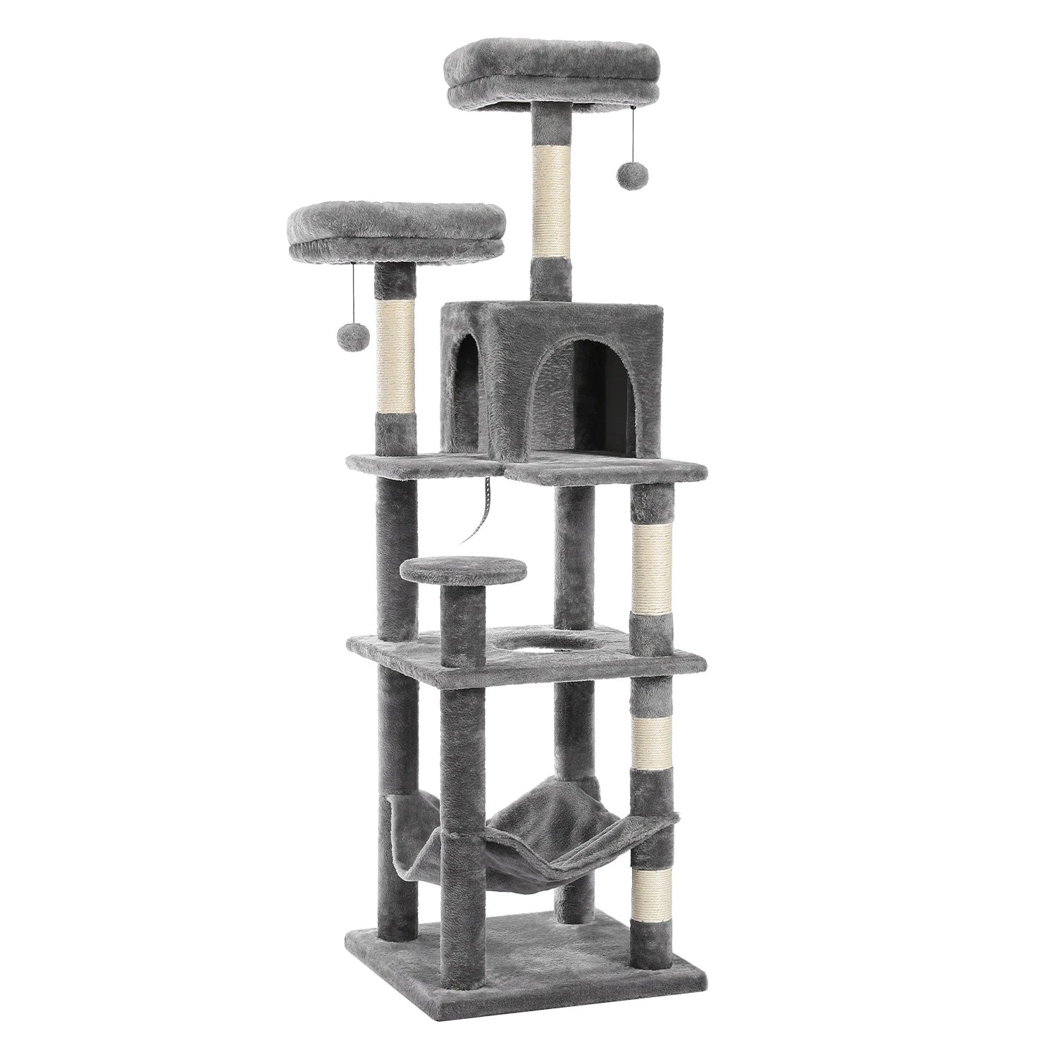 Árbol grande para gatos, torre alta para gatos de interior, Condo de gato de peluche de varios niveles con postes para rascar, tablas para rascar, perchas, cuádruplas Árbol grande para gatos, torre alta para gatos de interior, Condo de gato de peluche de varios niveles con postes para rascar, tablas para rascar, perchas, cuádruplas