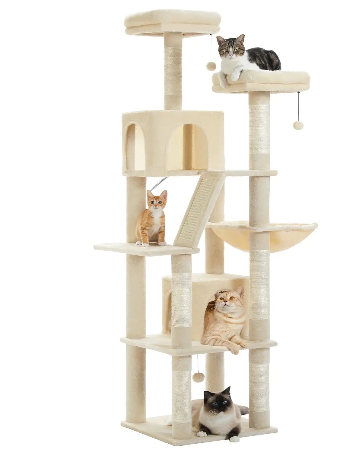 Árbol grande para gatos, torre alta para gatos de interior, Condo de gato de peluche de varios niveles con postes para rascar, tablas para rascar, perchas, cuádruplas Árbol grande para gatos, torre alta para gatos de interior, Condo de gato de peluche de varios niveles con postes para rascar, tablas para rascar, perchas, cuádruplas