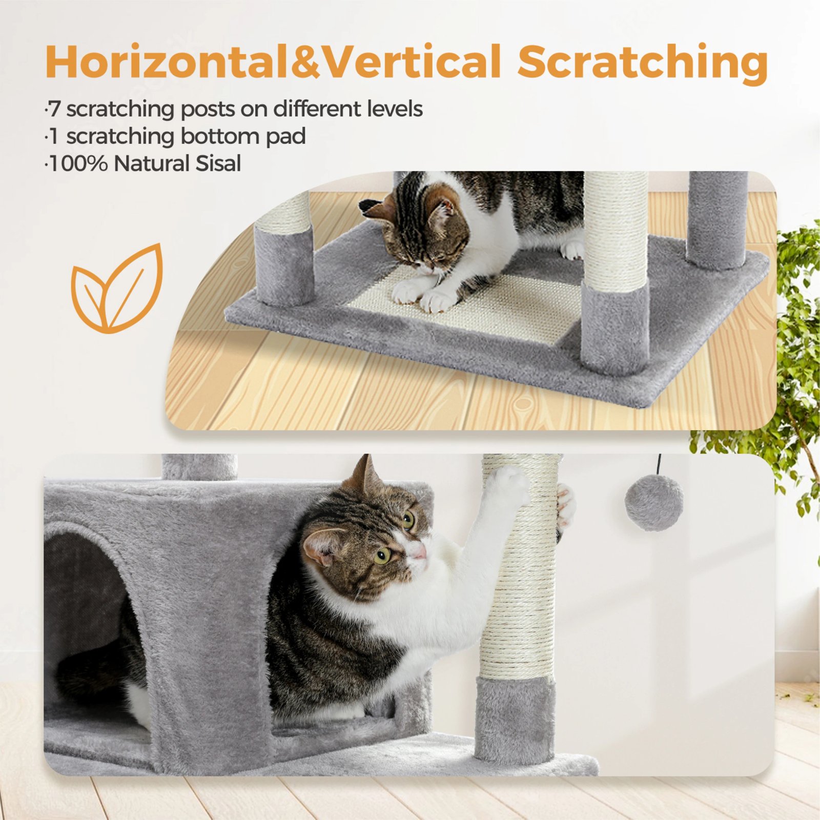 Árbol grande para gatos, torre alta para gatos de interior, Condo de gato de peluche de varios niveles con postes para rascar, tablas para rascar, perchas, cuádruplas Árbol grande para gatos, torre alta para gatos de interior, Condo de gato de peluche de varios niveles con postes para rascar, tablas para rascar, perchas, cuádruplas