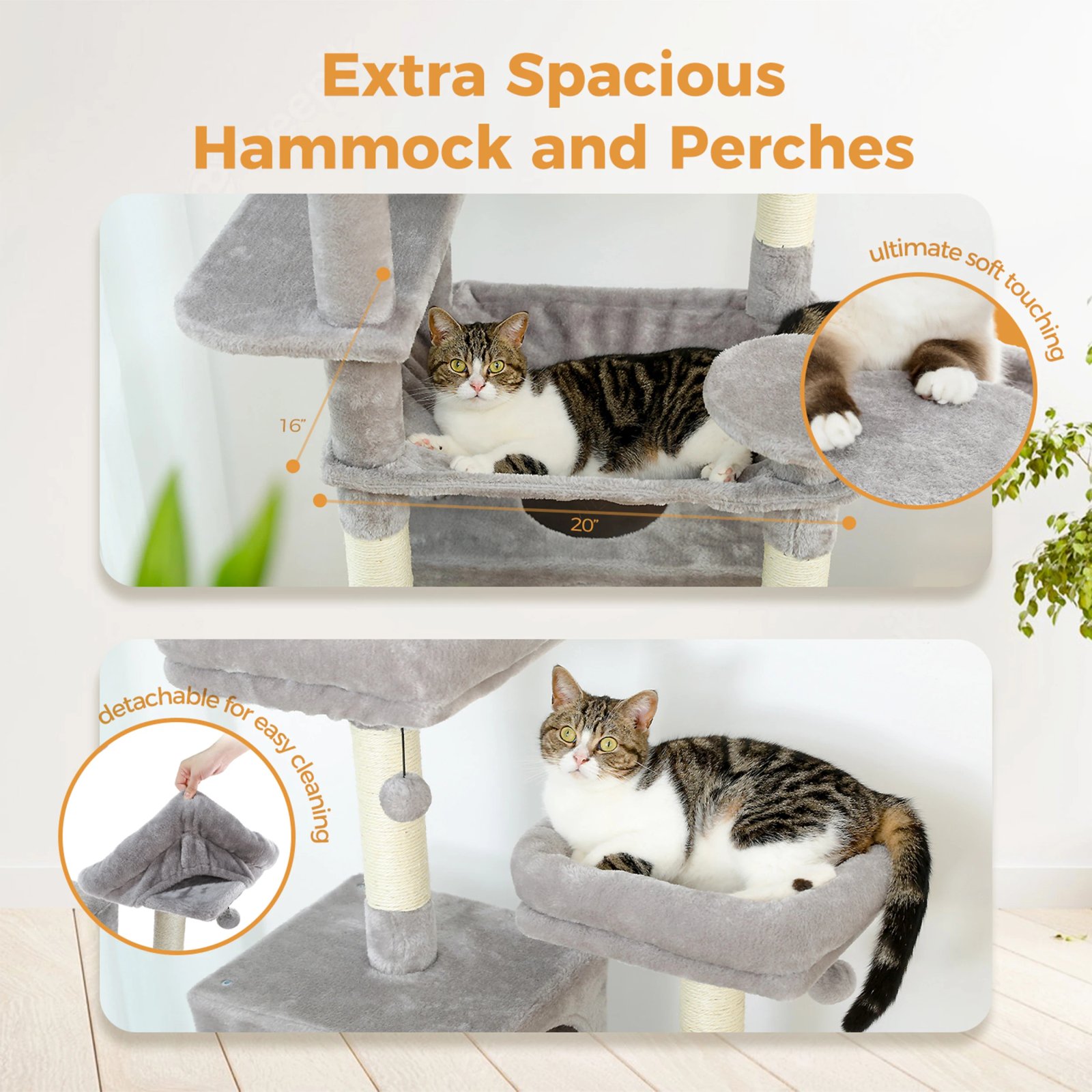 Árbol grande para gatos, torre alta para gatos de interior, Condo de gato de peluche de varios niveles con postes para rascar, tablas para rascar, perchas, cuádruplas Árbol grande para gatos, torre alta para gatos de interior, Condo de gato de peluche de varios niveles con postes para rascar, tablas para rascar, perchas, cuádruplas