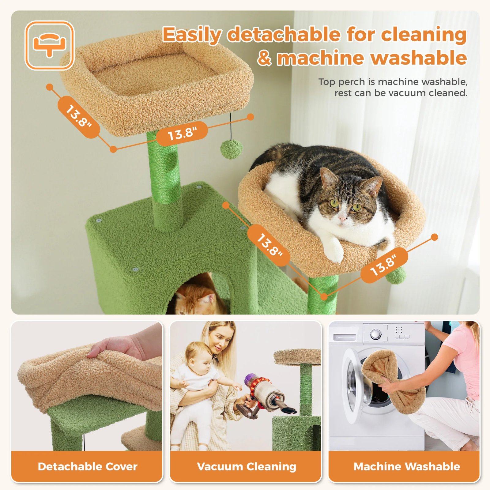 Árbol grande para gatos, torre alta para gatos de interior, Condo de gato de peluche de varios niveles con postes para rascar, tablas para rascar, perchas, cuádruplas Árbol grande para gatos, torre alta para gatos de interior, Condo de gato de peluche de varios niveles con postes para rascar, tablas para rascar, perchas, cuádruplas