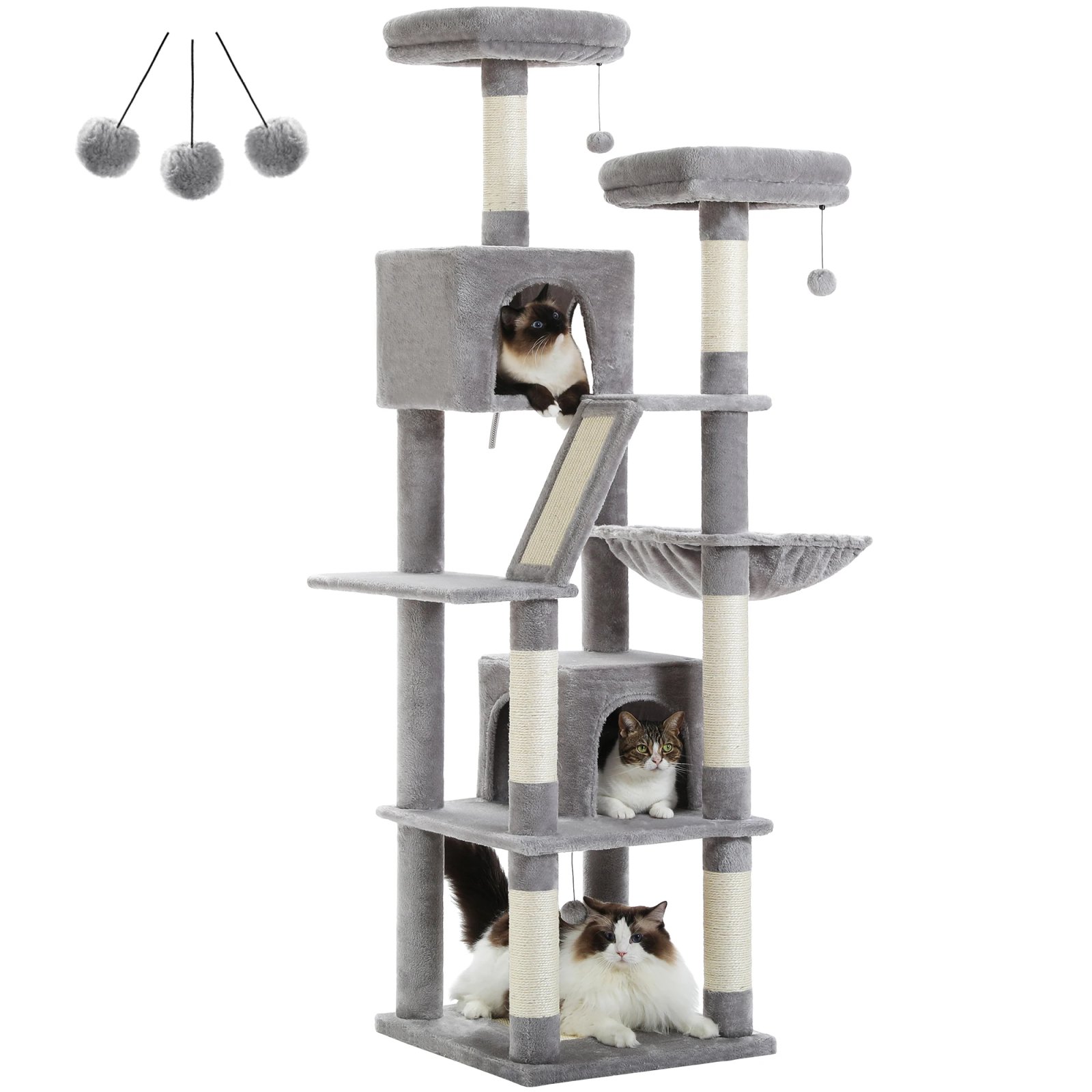 Árbol grande para gatos, torre alta para gatos de interior, Condo de gato de peluche de varios niveles con postes para rascar, tablas para rascar, perchas, cuádruplas Árbol grande para gatos, torre alta para gatos de interior, Condo de gato de peluche de varios niveles con postes para rascar, tablas para rascar, perchas, cuádruplas