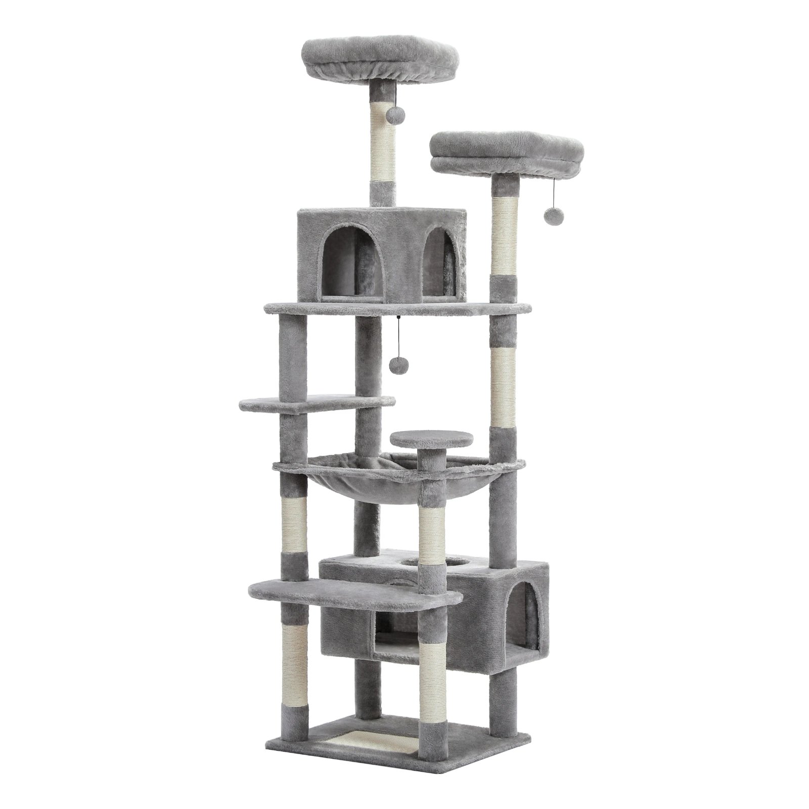 &Aacute;rbol grande para gatos, torre alta para gatos de interior, Condo de gato de peluche de varios niveles con postes para rascar, tablas para rascar, perchas, cu&aacute;druplas