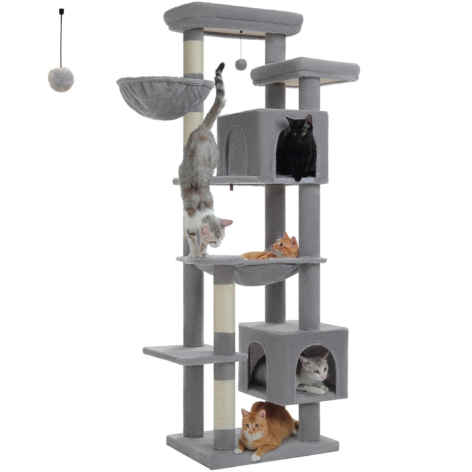 Árbol grande para gatos, torre alta para gatos de interior, Condo de gato de peluche de varios niveles con postes para rascar, tablas para rascar, perchas, cuádruplas Árbol grande para gatos, torre alta para gatos de interior, Condo de gato de peluche de varios niveles con postes para rascar, tablas para rascar, perchas, cuádruplas