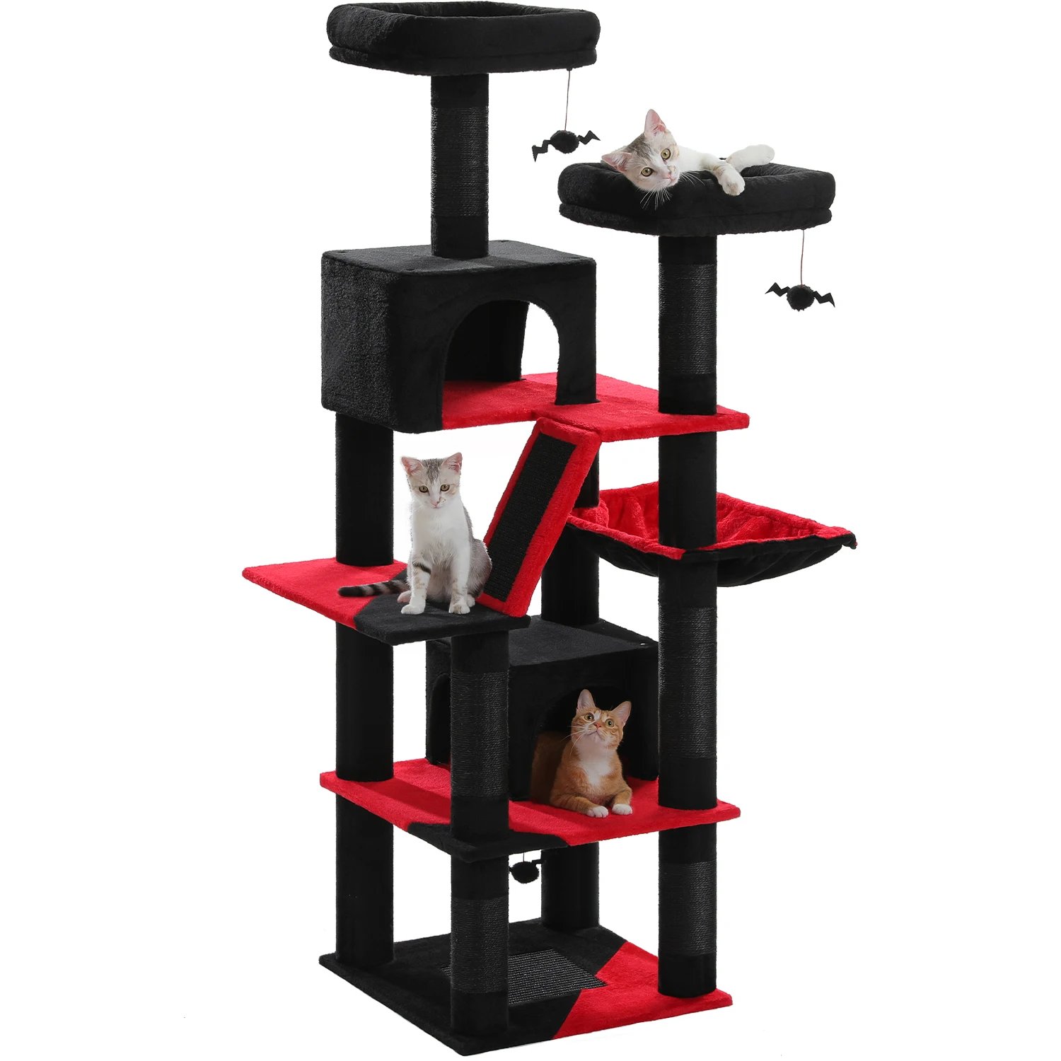 Árbol grande para gatos, torre alta para gatos de interior, Condo de gato de peluche de varios niveles con postes para rascar, tablas para rascar, perchas, cuádruplas Árbol grande para gatos, torre alta para gatos de interior, Condo de gato de peluche de varios niveles con postes para rascar, tablas para rascar, perchas, cuádruplas