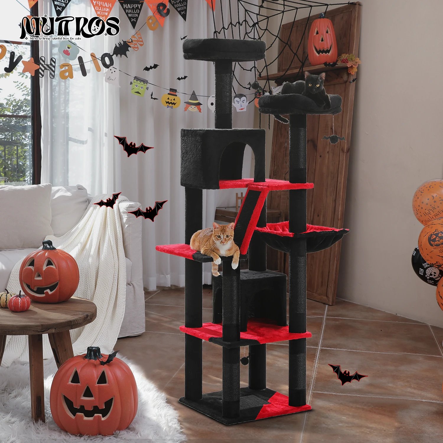 Árbol grande para gatos, torre alta para gatos de interior, Condo de gato de peluche de varios niveles con postes para rascar, tablas para rascar, perchas, cuádruplas Árbol grande para gatos, torre alta para gatos de interior, Condo de gato de peluche de varios niveles con postes para rascar, tablas para rascar, perchas, cuádruplas