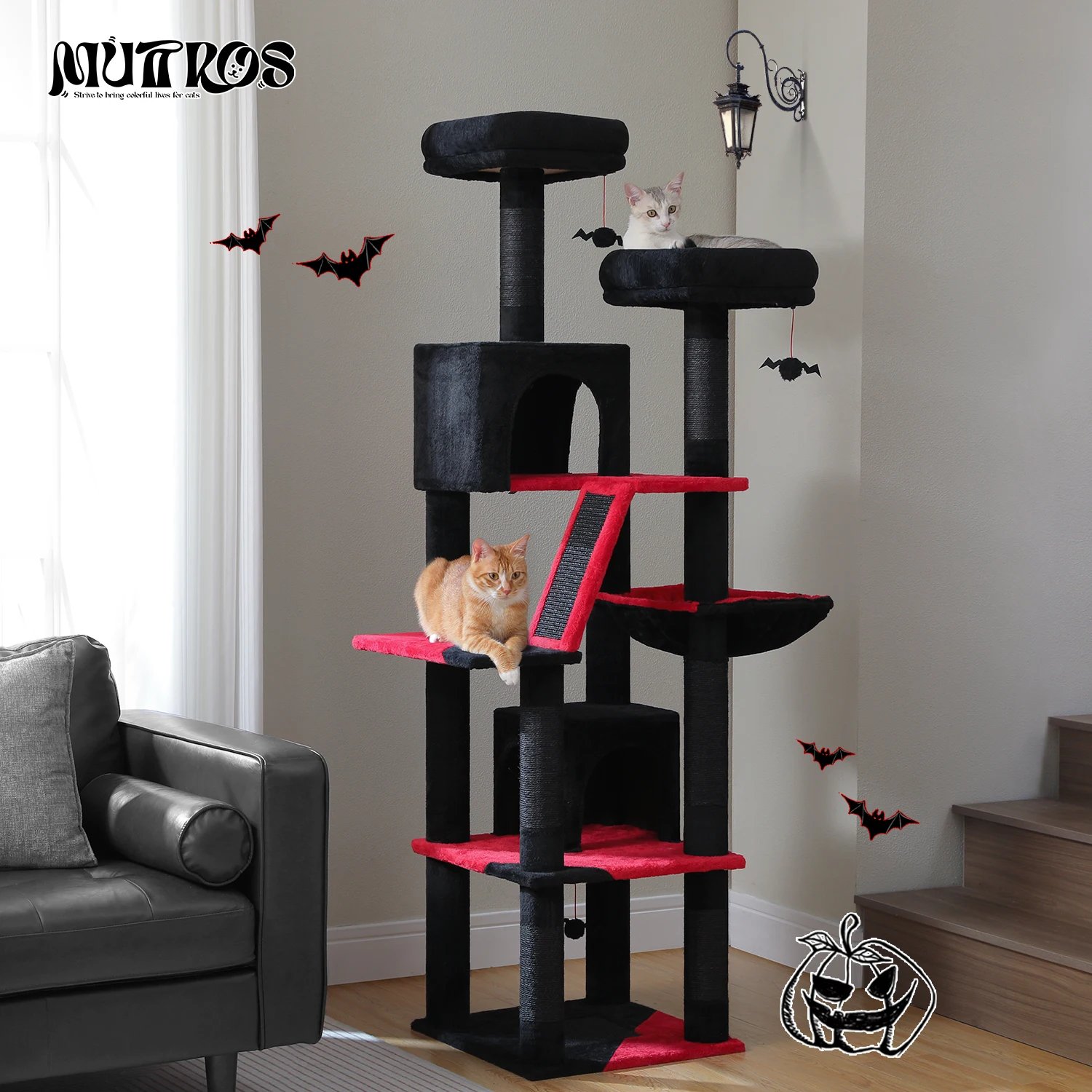Árbol grande para gatos, torre alta para gatos de interior, Condo de gato de peluche de varios niveles con postes para rascar, tablas para rascar, perchas, cuádruplas Árbol grande para gatos, torre alta para gatos de interior, Condo de gato de peluche de varios niveles con postes para rascar, tablas para rascar, perchas, cuádruplas