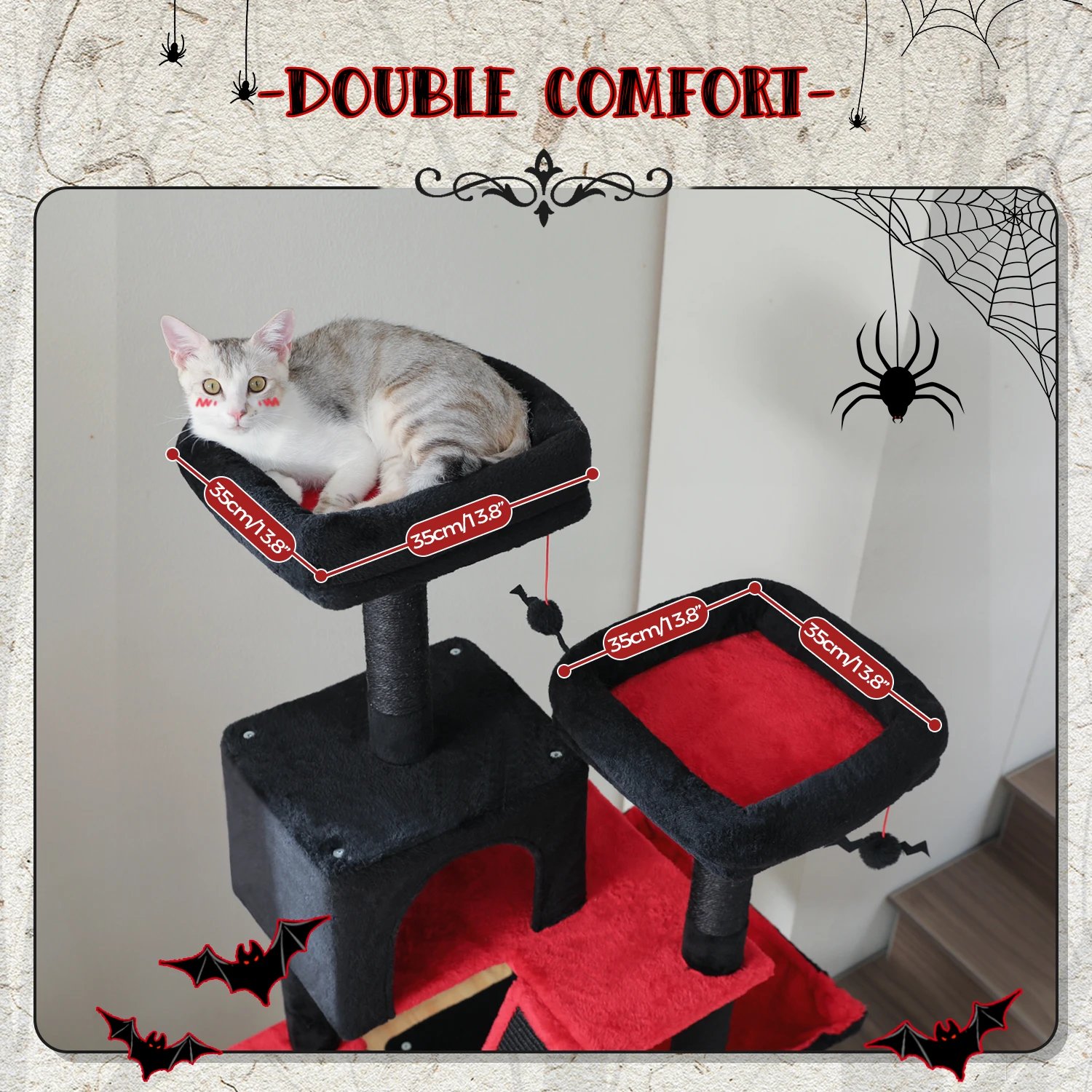 Árbol grande para gatos, torre alta para gatos de interior, Condo de gato de peluche de varios niveles con postes para rascar, tablas para rascar, perchas, cuádruplas Árbol grande para gatos, torre alta para gatos de interior, Condo de gato de peluche de varios niveles con postes para rascar, tablas para rascar, perchas, cuádruplas