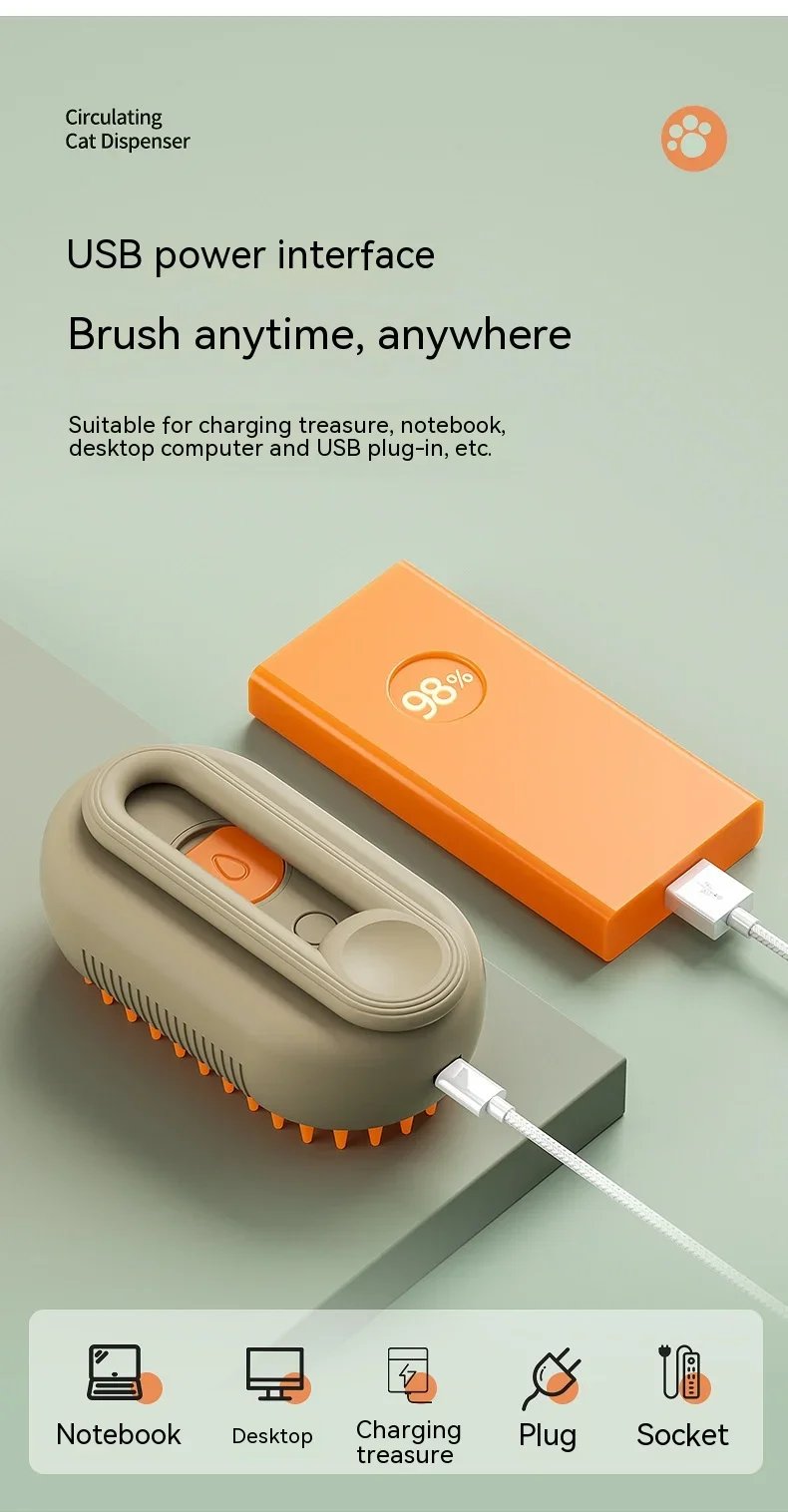 Cepillo de vapor eléctrico 3 en 1 para mascotas, pulverizador de limpieza para perros y gatos, peine de masaje, mango retráctil, cepillo de belleza para depilación de mascotas Cepillo de vapor eléctrico 3 en 1 para mascotas, pulverizador de limpieza para perros y gatos, peine de masaje, mango retráctil, cepillo de belleza para depilación de mascotas