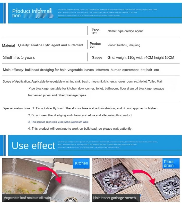 Limpiador de drenaje de fregadero potente de 100g, eliminador de obstrucciones de alta eficiencia, herramientas de limpieza de polvo de canal de tuber&iacute;a el&eacute;ctrica de alcantarillado de cocina