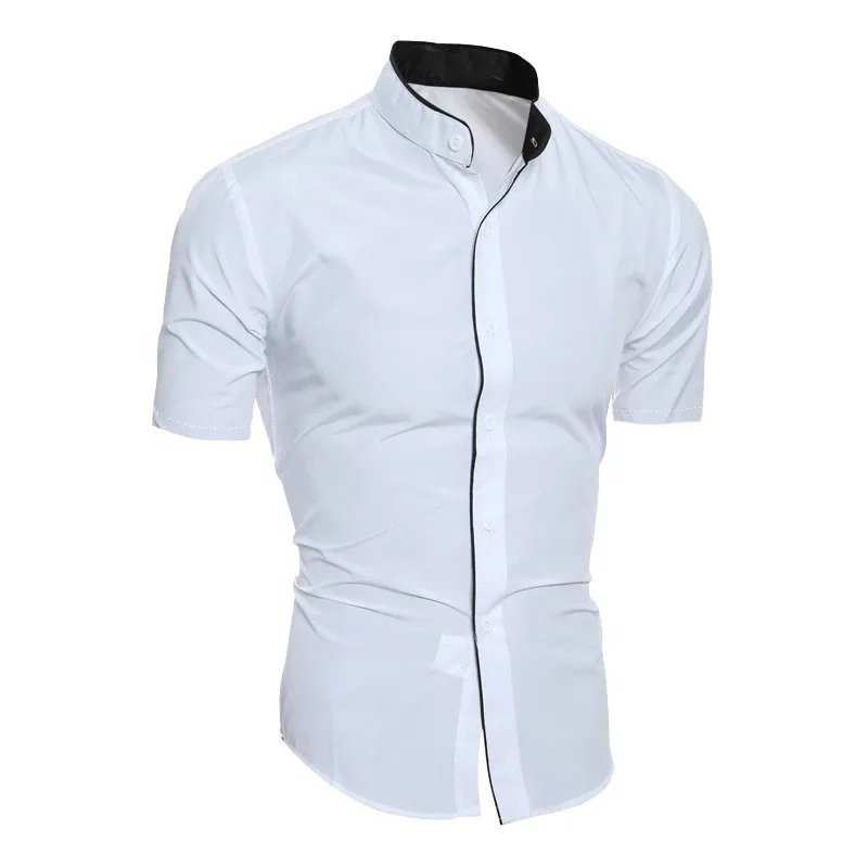 Nueva camisa de manga corta informal de color s&oacute;lido para hombre
