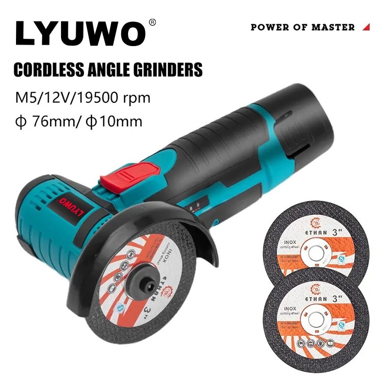 Amoladora angular micro LYUWO, amoladora de llenado para corte de diamante, herramienta el&eacute;ctrica inal&aacute;mbrica, 12V