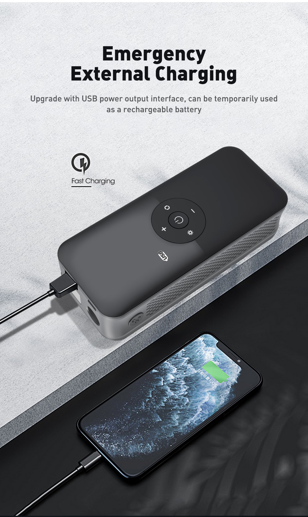 CARSUN-Inflador de neum&aacute;ticos recargable, bomba de aire port&aacute;til, compresor Digital inal&aacute;mbrico, inflador de neum&aacute;ticos de coche para bolas de bicicleta y motocicleta