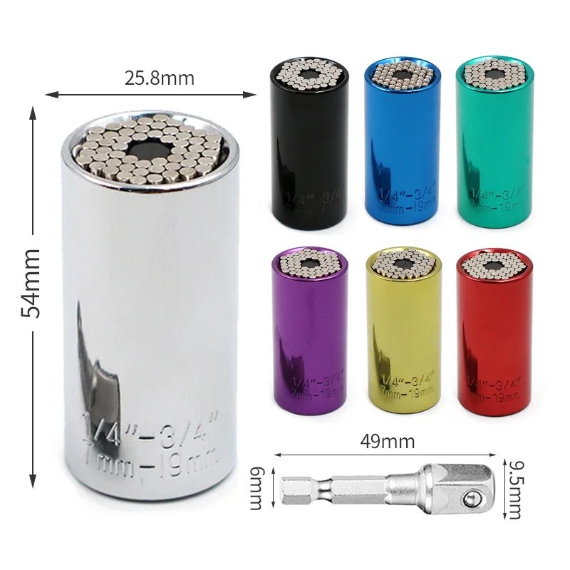 Llave dinamom&eacute;trica Universal, taladro el&eacute;ctrico, casquillo de trinquete, llave m&aacute;gica, herramientas manuales m&uacute;ltiples, juego de cabezales de 7-19mm, funda de enchufe