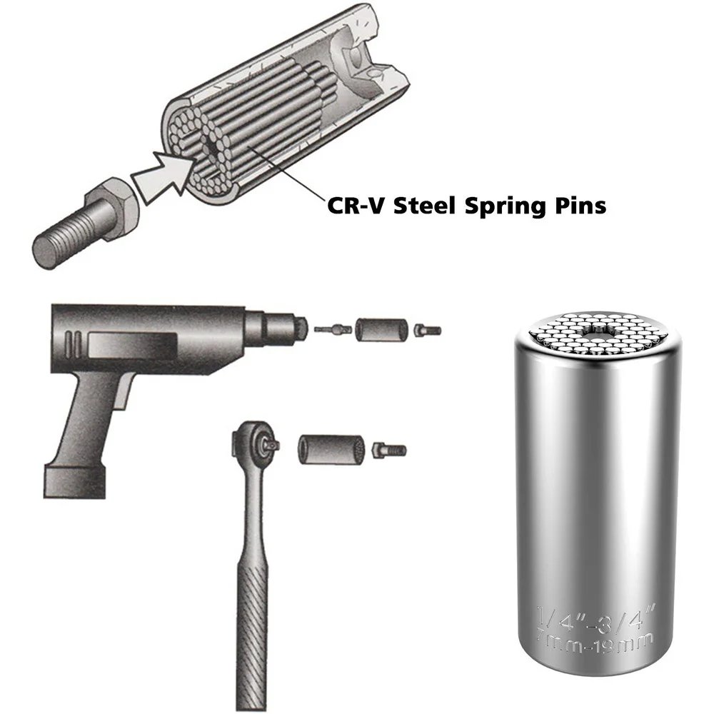 Llave dinamom&eacute;trica Universal, taladro el&eacute;ctrico, casquillo de trinquete, llave m&aacute;gica, herramientas manuales m&uacute;ltiples, juego de cabezales de 7-19mm, funda de enchufe