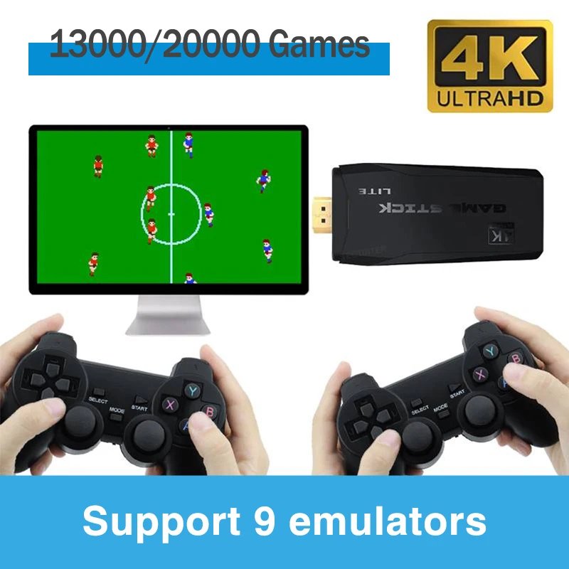 Consola de videojuegos con 20000 juegos integrados, mando inal&aacute;mbrico, TV Stick, 4K, HD, Retro, Mini reproductor de juegos port&aacute;til